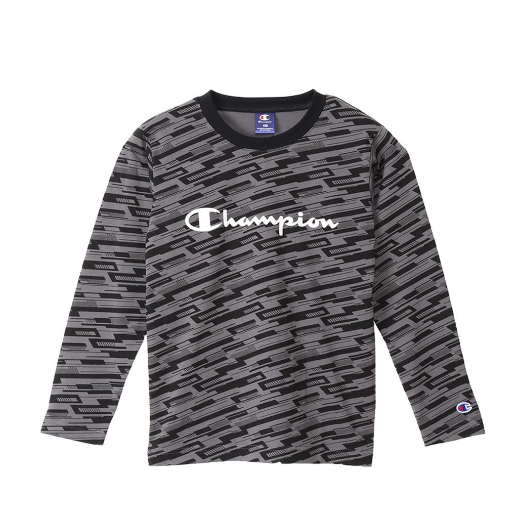 Champion Long Sleeve Crew Script School Charcoal Kids' T-Shirt, Neck, Logo, Boys, CK-YS405,