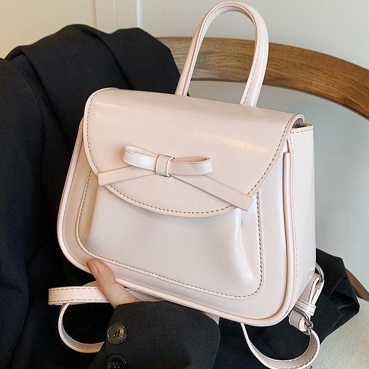 Fashionable Pink Bow Backpack for Women's Autumn and Winter New Simple and Versatile Student Backpack High-end Bag