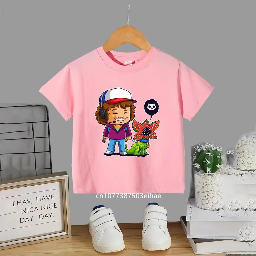 Stampe di Stranger Things di Tendenza per l'Estate Magliette O-neck Economiche ma Chic per Ragazzi e Ragazze Morbide alla Moda per Bambini