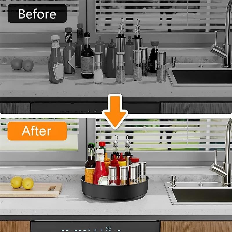 Nerezová ocelová vrstva otočný organizér multifunkční kuchyňský úložný prostor dekorativní tácy otočný stojan na koření kuchyňské doplňky