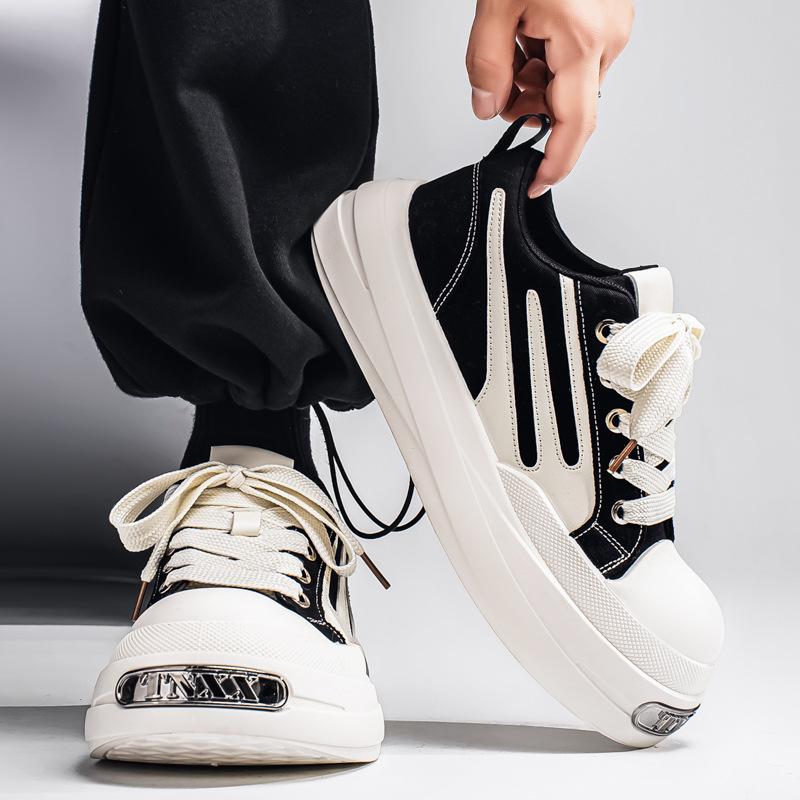 Casual men's shoes breathable canvas shoes big head derby shoes spring new heightening large size sports board shoes men