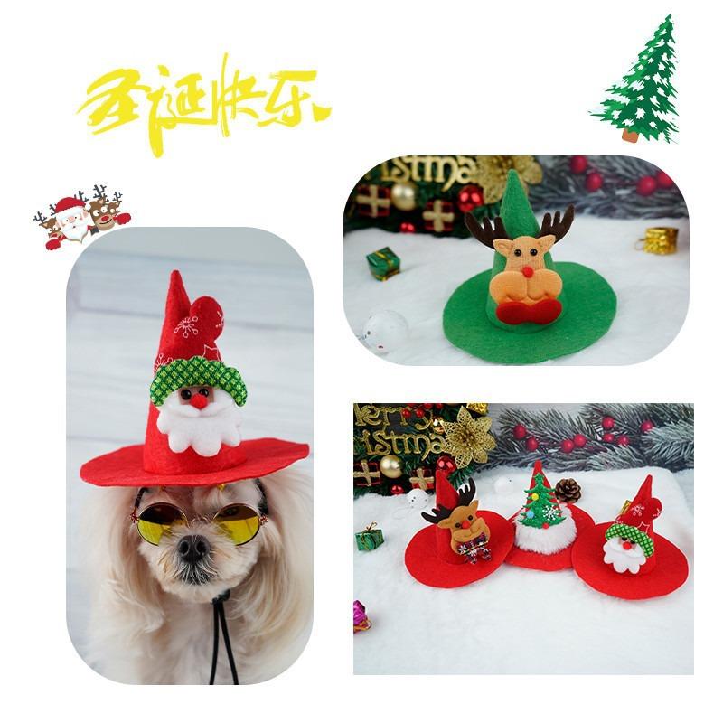 Pet Dog Christmas Hat Red Green Elk Santa Claus Christmas Tree Pet Hat Festive Atmosphere Funny Christmas Gift Dog Accessories