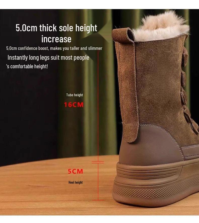 Women's Warm Mid-Calf Thick-Soled Snow Boots with Fur Lining