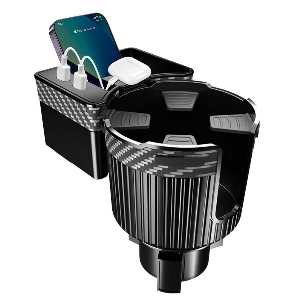 Car Drink Holder, 2 in 1 Smartphone Charging, Includes 2 USB Ports, Smartphone Holder,
