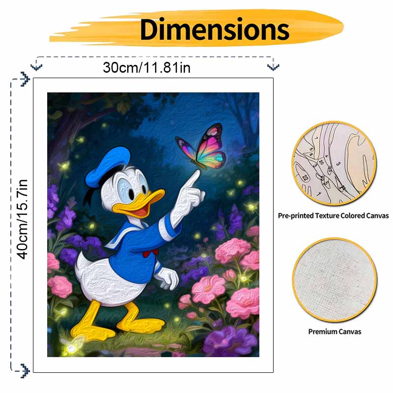 Disney Digital Oil Painting Art Kit Donald Duck Butterfly Garden Handmade Coloring Painting Home Decor