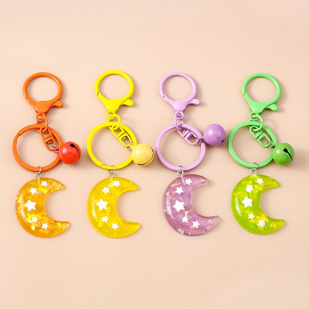 Cute Resin Star Moon Keychain Women Girls Key Ring Pendants for Handbag Decor DIY Key Chain Jewelry Gift