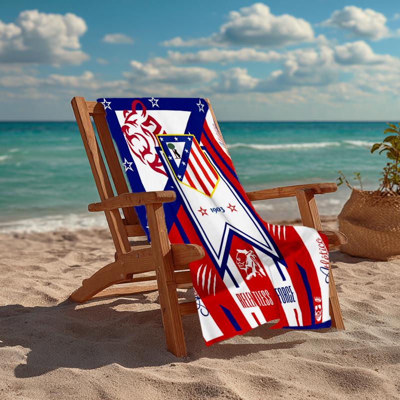 Ultra-Soft Beach Towel with Atlético Madrid Theme,Ideal for Pool - Camping, Diving - Perfect Travel Essential, Vibrant Beach Towel.