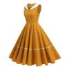 Retro Nautical-style Woven-strap Dress In a Hepburn-inspired Design, Featuring a Full Skirt and Mid-length Cut for a Sophisticated and Elegant Look