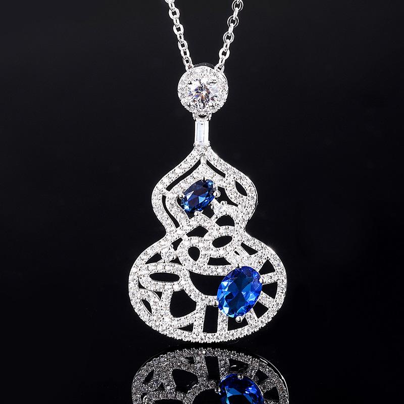 

Ювелирные изделия Серебряное имитация сокровища Полый бриллиант тыква полая женское ожерелье кулон основной камень 6 * 8 4 * 6