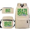 """Brasilien Vamos Brasilien" Mode Rucksack Anzug Student Lässig Fußballliebhaber Geschenk Damen Herren Lustige Umhängetasche Federmäppchen Rucksack Set"""