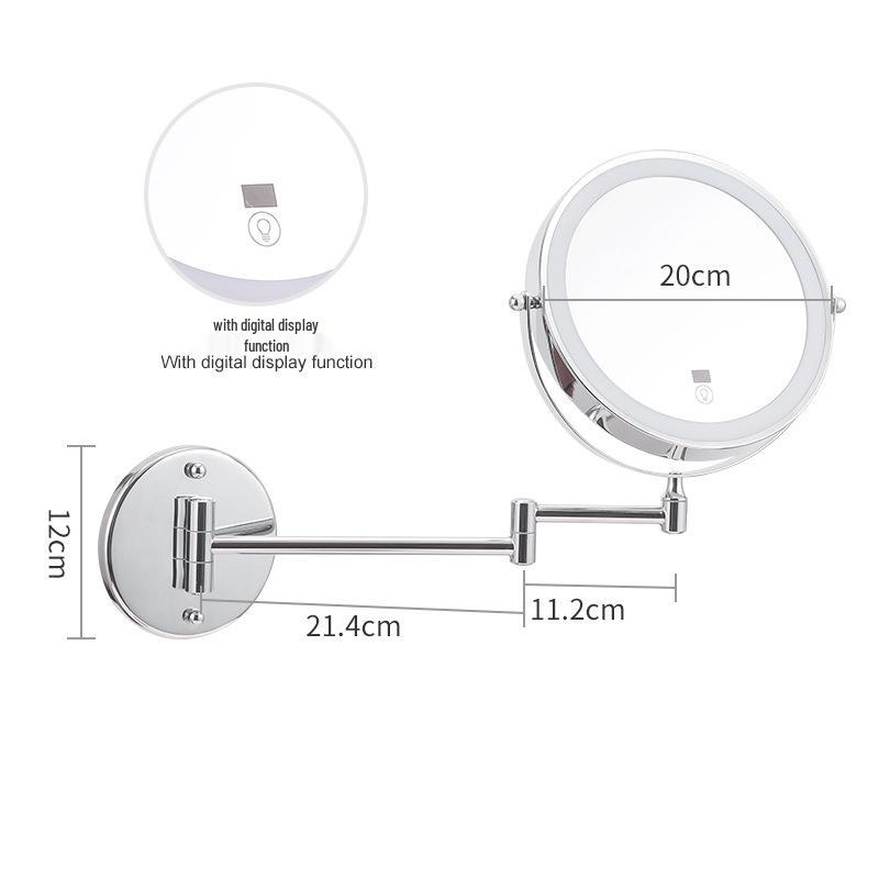 Miroir de maquillage grossissant double face lumineux à LED, mural, pour salles de bain, installation sans perçage