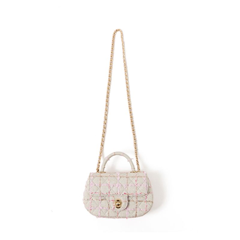 

Blacknini Четвертая годовщина Эгейское море с тканью Роскошный бренд Ubertino Твидовая сумка-мессенджер через плечо Tweed Satchel Shoulder Bag((In Stock))