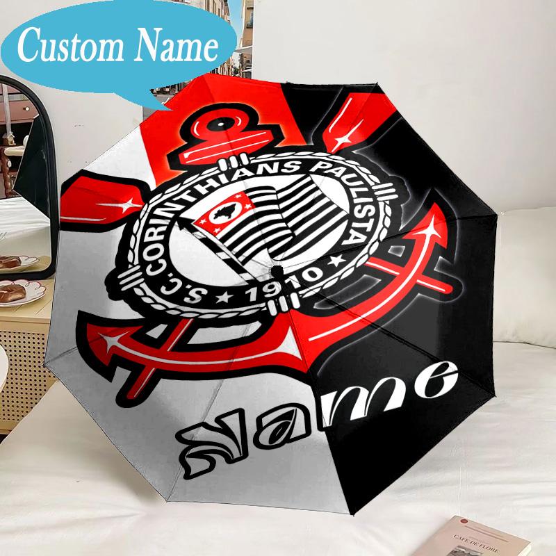 Custom Name Umbrella Corinthians Crest Purple Umbrella 8-Frame for Travel, Camping, Casual Lightweight Portable, Essential for Family Gifts