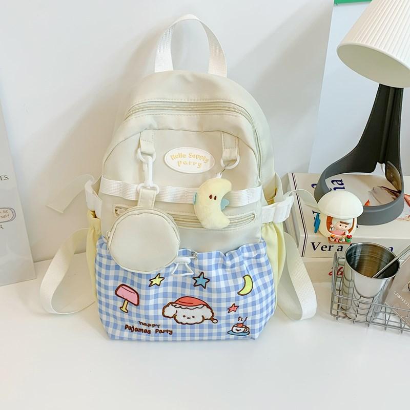 

Милый клетчатый рюкзак, модный маленький, свежий и милый студенческий школьный рюкзак, универсальный дорожный рюкзак в зарубежном стиле белый