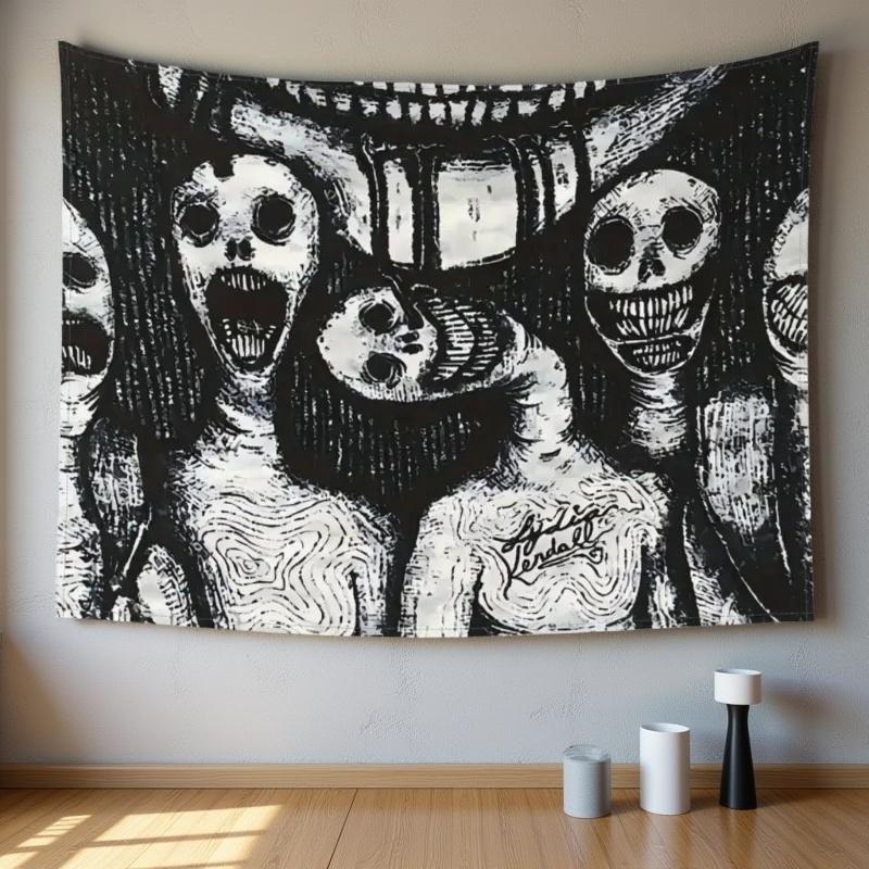 VIKAMA Horror Skeleton Tapestry Scary Skull Zombie Wall Hanging Gothic Aesthetic Room Decor for Bedroom Living Room