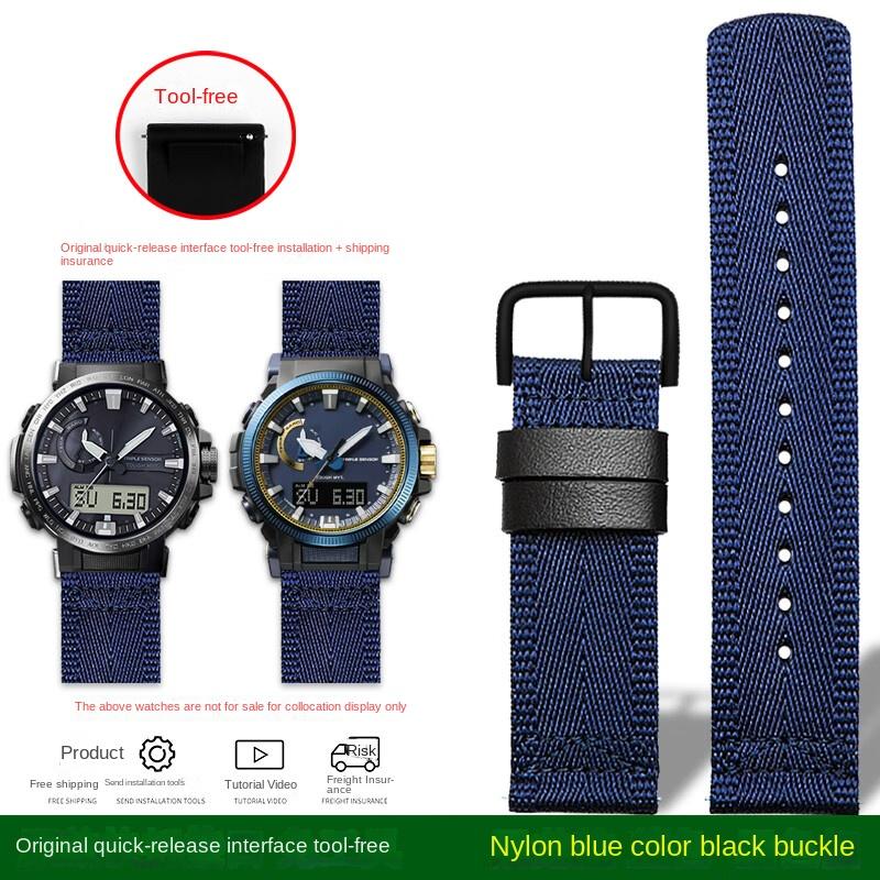 Para la serie Casio PRW-60Y/50Y/70Y/30 Correa Reloj de Montañismo PROTREK PRW-60Y PRW-50Y PRW-70Y Correa de reloj de lona de nylon 23 mm