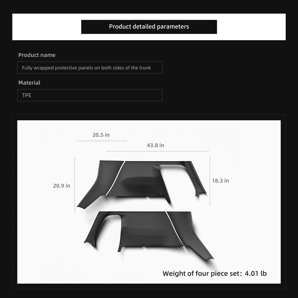 for Tesla Model Y Launch 2025 Juniper Rear Trunk Side Anti-Kick Pad Full Coverage Protection Kit Car Anti-dirty Pad 4Pcs Black