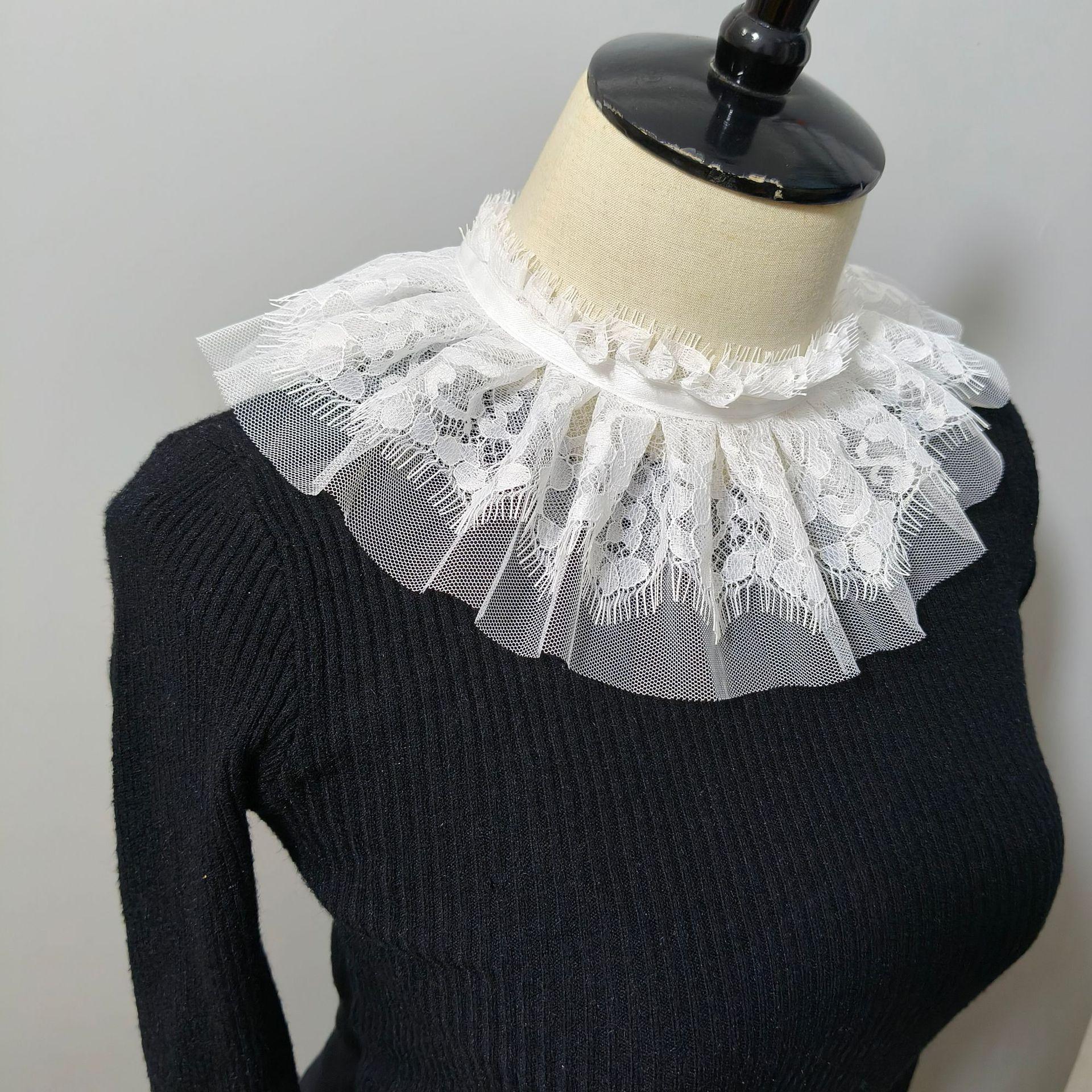 Кружевной сетчатый воротник с двойной шалевой отделкой, ложный воротник белый