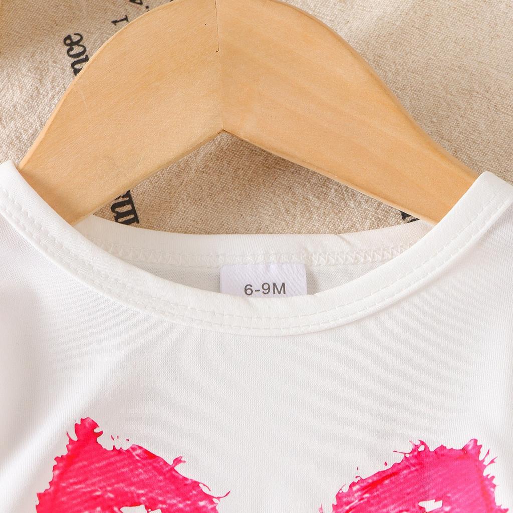 Girls' Fashion Set - Summer Children's Casual White T-shirt with Real Butterfly + 3D Butterfly Knot Washed Water Buffalo Jeans Set