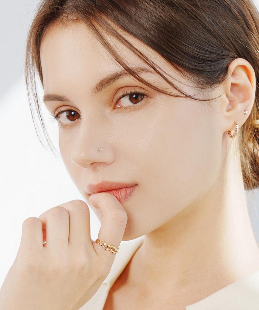 Minimalpiercing 14K Internal Moissanite Diamond Labret Nose Piercing 0.8Mm