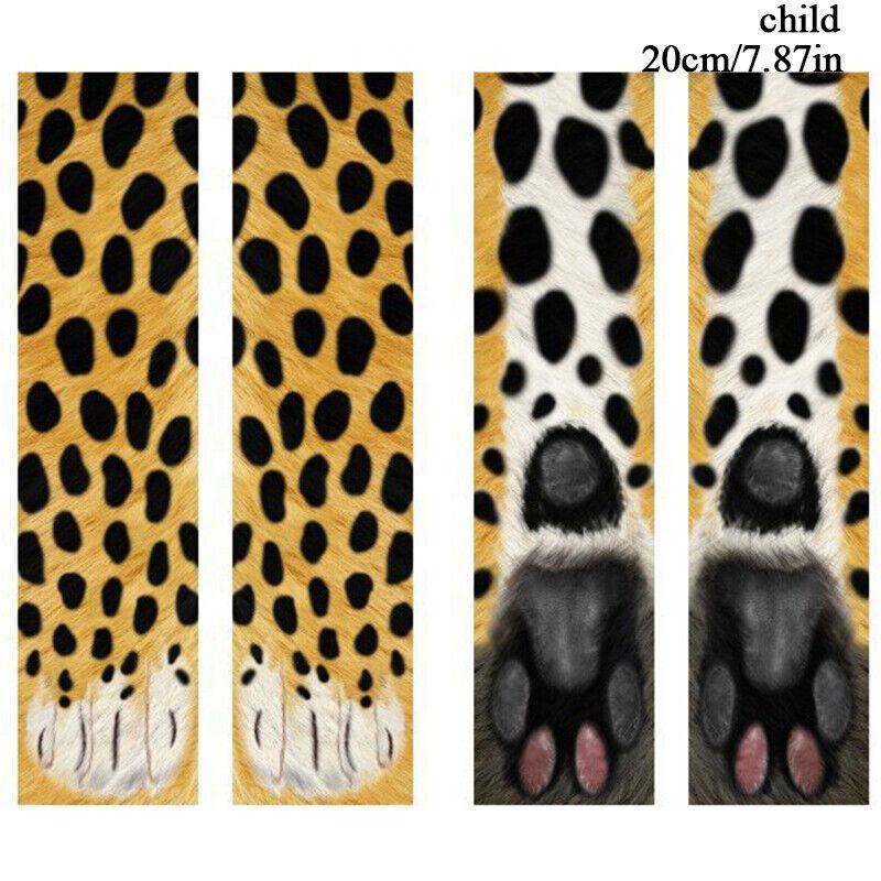 

Забавные эластичные носки унисекс для взрослых и детей, носки с 3D принтом в виде лап животных, Великобритания child cheetah