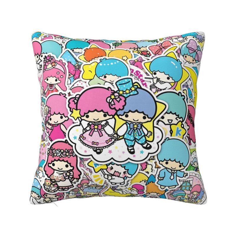 Sanrio Little Twin Stars Anime Cover 45x45cm Soft Lala Cartoon Kiki Cute Throw Pillow for Sofa Square Pillowcase Decoration