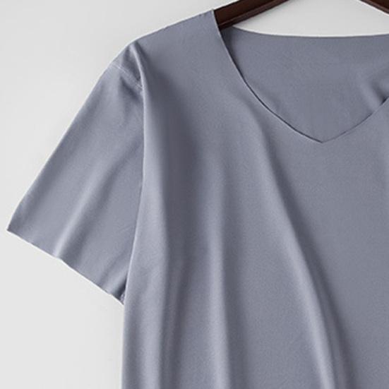 Men T-shirt Short Sleeves V Neck Slim M To 4XL Quick Dry Streetwear Solid Color Summer Casual Tee Shirt Top Sports Wear