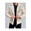 Men's Stone White Napa Leather Coat With Full Shearling Inside Northern Model Coat