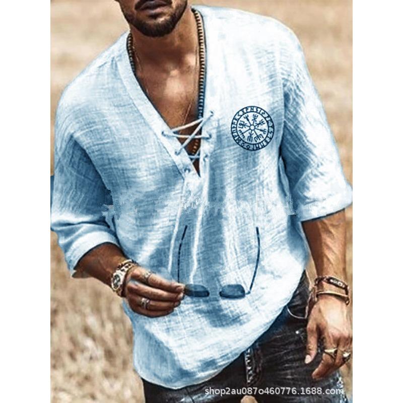 

QICED Spring Summer Printed Men s 1/2 Sleeves Sleeve T-Shirt Shirt XS