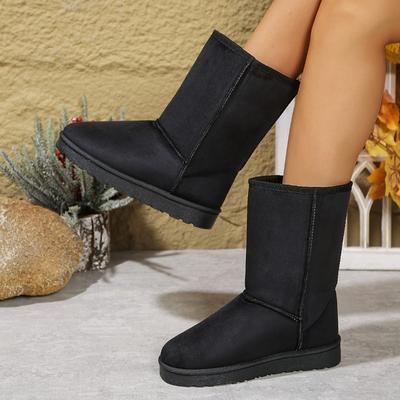 Winter High Quality Women's Boots Fashion Round Toe Suede Low Heel Solid Color Mid-calf Women's Snow Boots