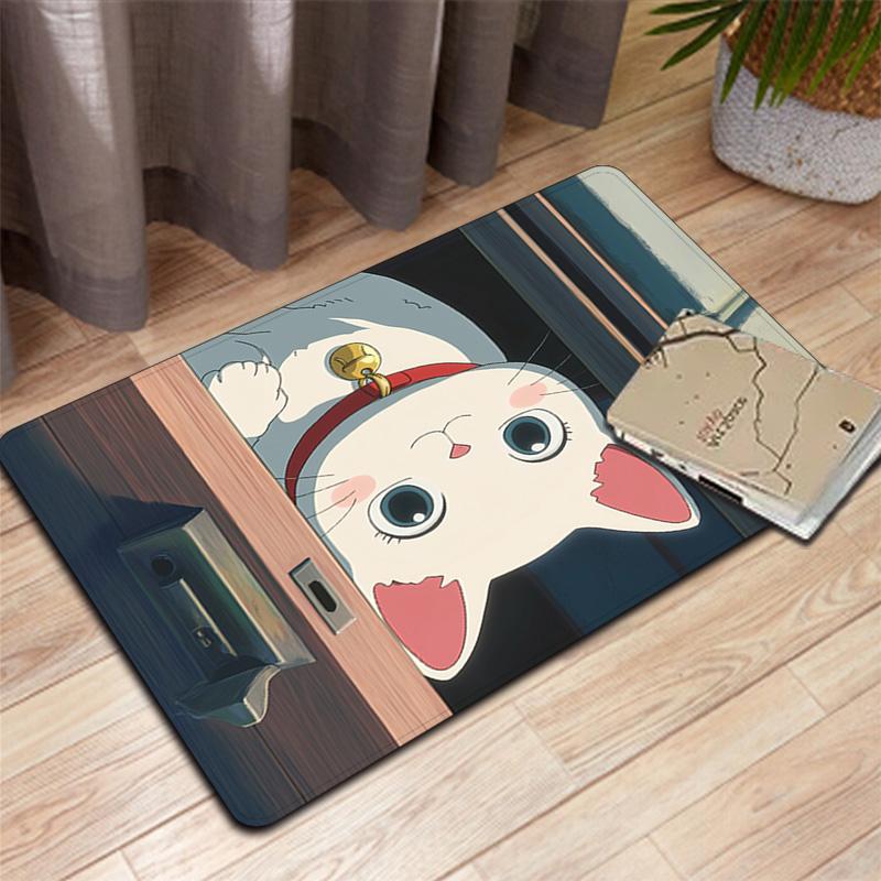 Little white cat Rug Floor Mat for Living Room or Bedroom Soft and Comfortable Carpet a Gift for Birthday and Holiday.