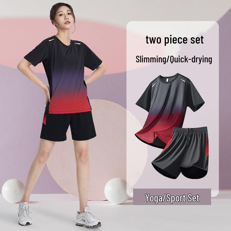 Ice Silk Quick-Dry Sports Suit: Unisex Short-Sleeve & Shorts for Summer Fitness & Outdoor Running