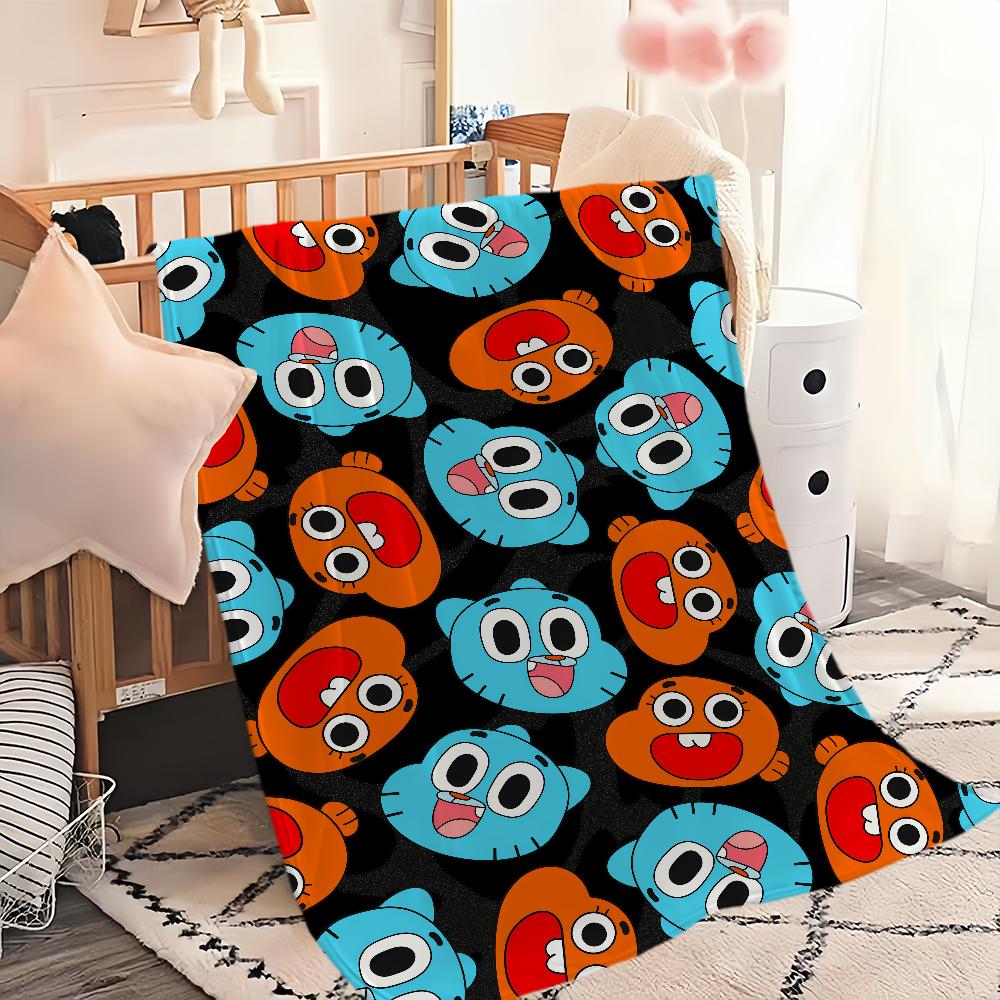 cartoon funny art Flannel warm soft plush blanket sofa living room hogar of G-gumball bedroom W-world travel gift home A-Amazing