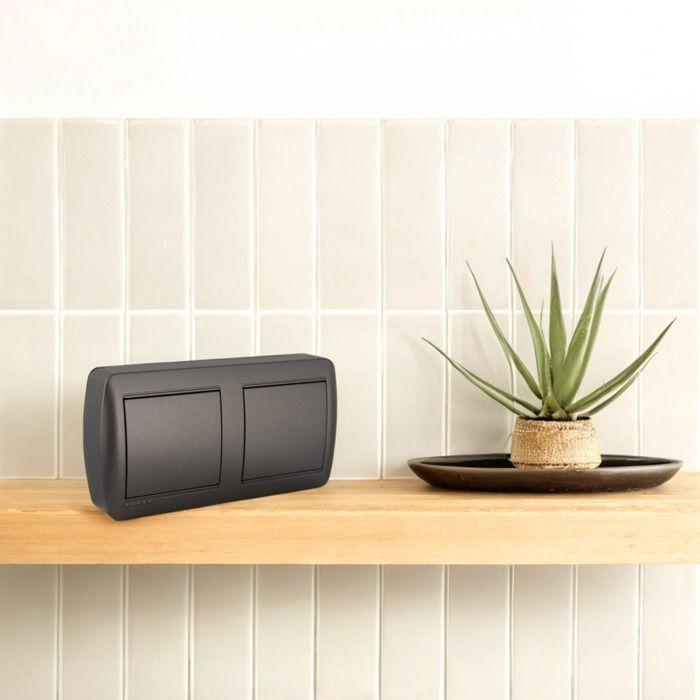 Double Boîte Horizontale En Saillie - Noir Graphite - Solera