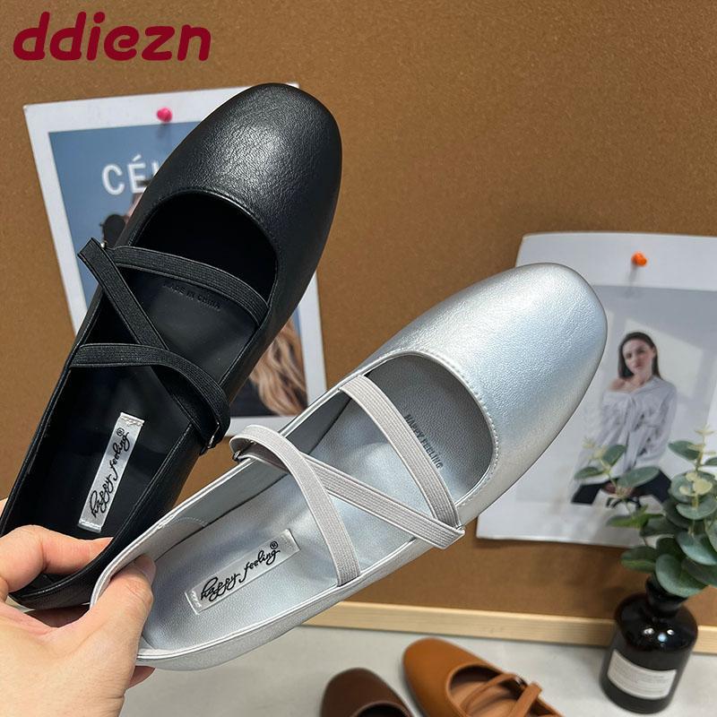Fashion Soft Fashion Round Toe Ladies Mary Janes Flats Shoes 2025 New Female Slip On Footwear Shallow Women Ballet Flats Dance Shoes