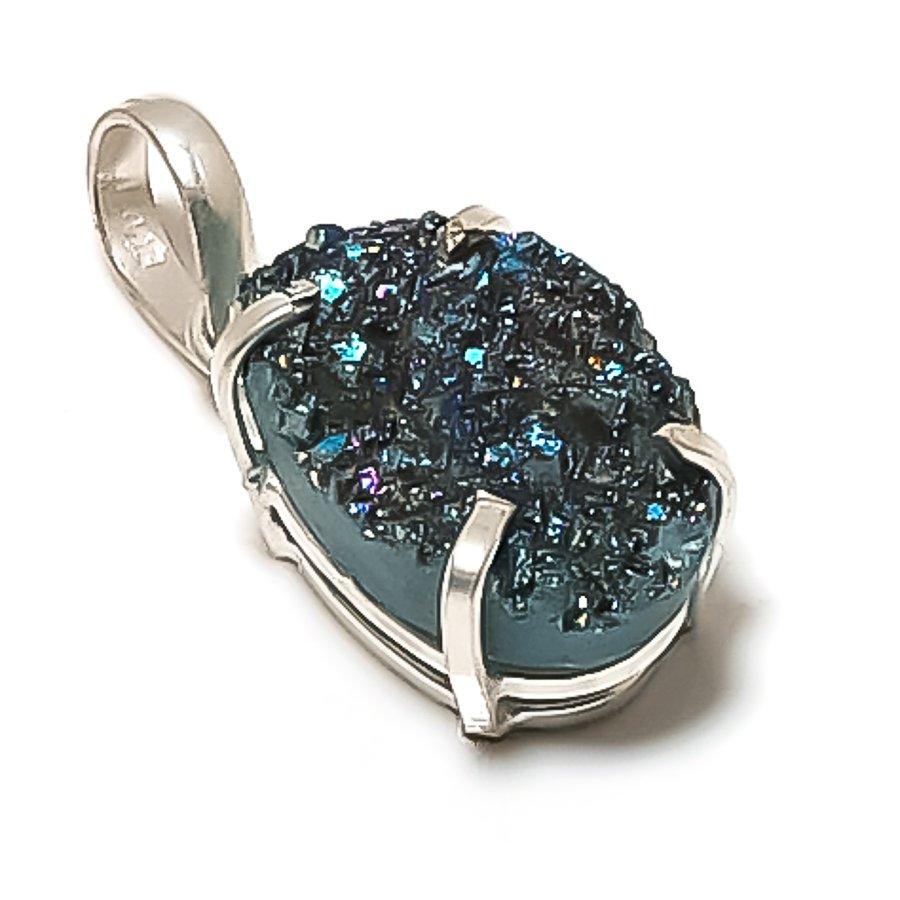 

Titanium Druzy Gemstone Handmade 925 Sterling Silver Jewelry Pendant 1.58 GK-7423