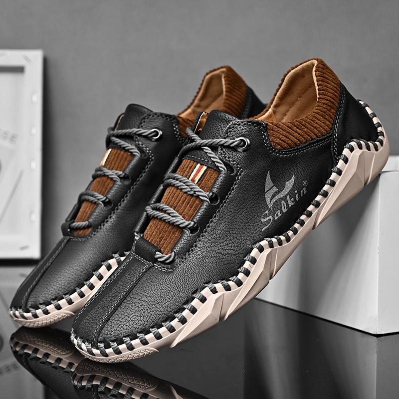 

Высококачественная натуральная кожаная мужская обувь Повседневная обувь ручной работы Мужские мокасины без застежек Мужские мокасины на плоской подошве Обувь больших размеров 39