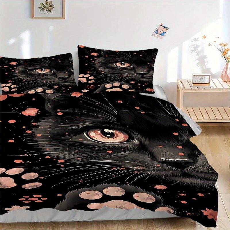 

3pcs Cat paw print Bedding Set, Suitable for Bedroom Decoration, (Includes 1 Duvet Cover And 2 Pillowcases, Quilt Not Included) yy250822175 135x200cm