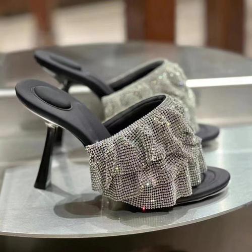 Fashion 2025 Star style Luxury Rhinestones Women Sandals Elegant stiletto High heels Slingback Gladiator sandals Summer Party Prom shoes