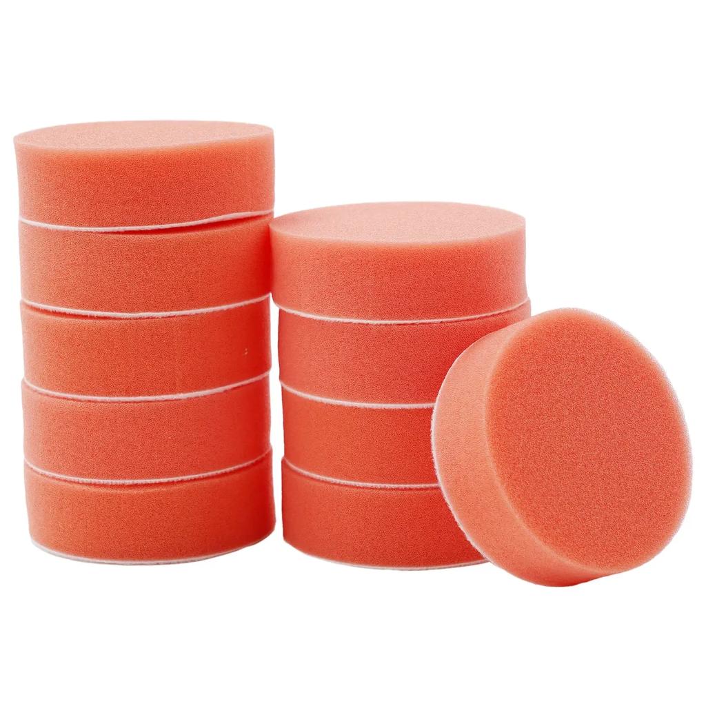 10PCS Sponge 75mm Car Roundness Polishing-Sponge Orange Smooth Flat Sponge Polishing Pad Orange Polishing Disc