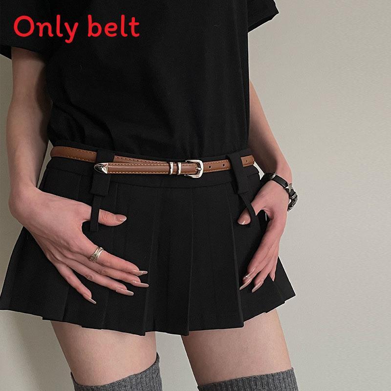 

Fashionable Women Black Pu Leather Skinny Belt With Alloy Buckle For Office And Casual Wear коричневий