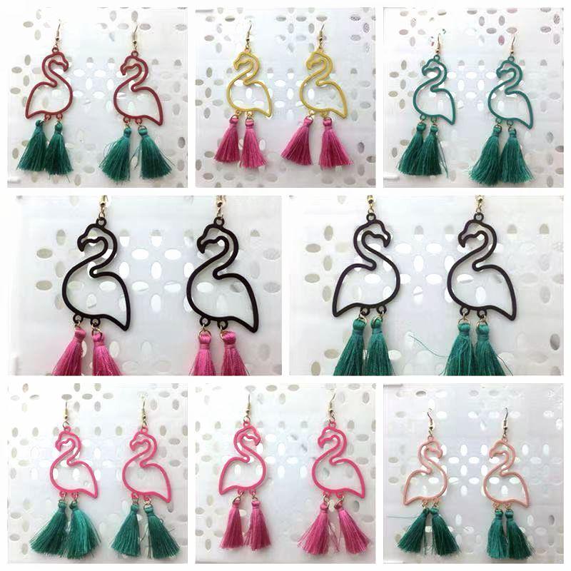 

Versatile Flamingo Tassel Earrings: Creative Hollow Design for Christmas Gift белый/розовый