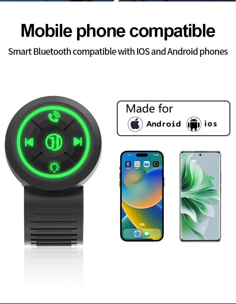 Bluetooth 5.3 Car Steering Wheel Wireless Remote Control Button Universal for Motorcycle/Bike Handlebar Media Controller