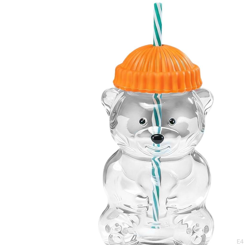 Bear Glass Cup Juice Glasses Clear Novelty Adorable Versatile Beverage Container with Lid for