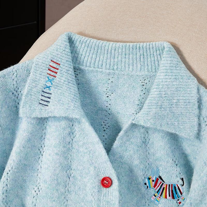 Women's Cropped Embroidered Knit Cardigan