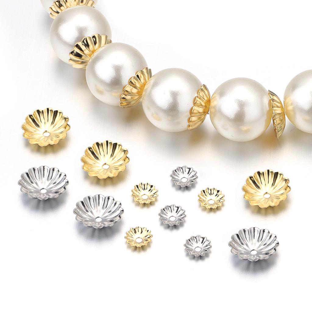 50pcs Stainless Steel Flower Beads Caps Metal Spacer Bead Caps For Jewelry Making DIY Bracelets Necklace Accessories Wholesale