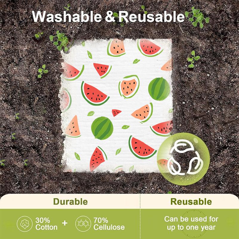 6Pcs Kitchen Swedish Dishcloths Eco-Friendly Reusable Dish Towels Absorbent Biodegradable Cleaning Wipe Soft Washable Dish Rags Fruits Printing