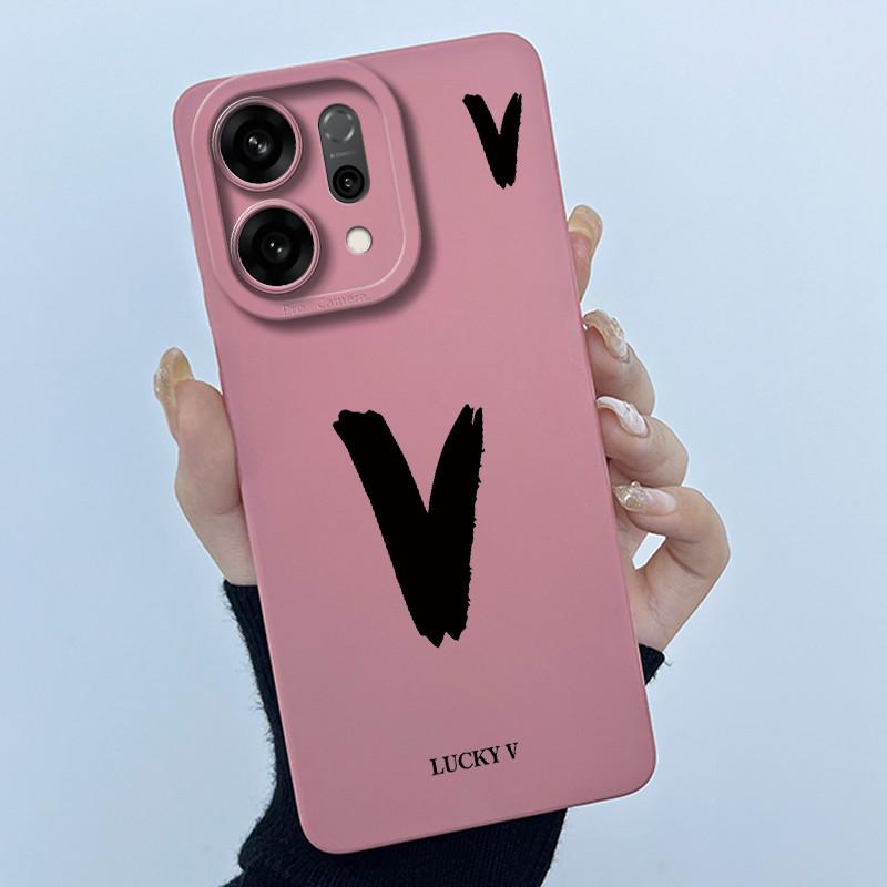 For OPPO Reno14 Pro 5G Cover Case Lucky Initial Letter Couple Silicone Soft Matte Phone Bumper for Oppo Reno 14 Pro 5G Casing