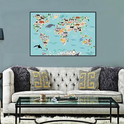 Kinder-Weltkarte, dekoratives Gemälde, Wandkunst, Bild, Leinwand, Gemälde, Pflanzen, Poster und Drucke, Wohnzimmer, Heimdekoration
