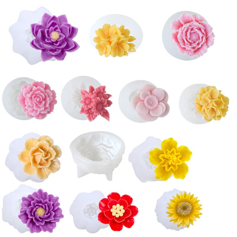 Peony Rose Silicone Candle Mold for Easy Demolding